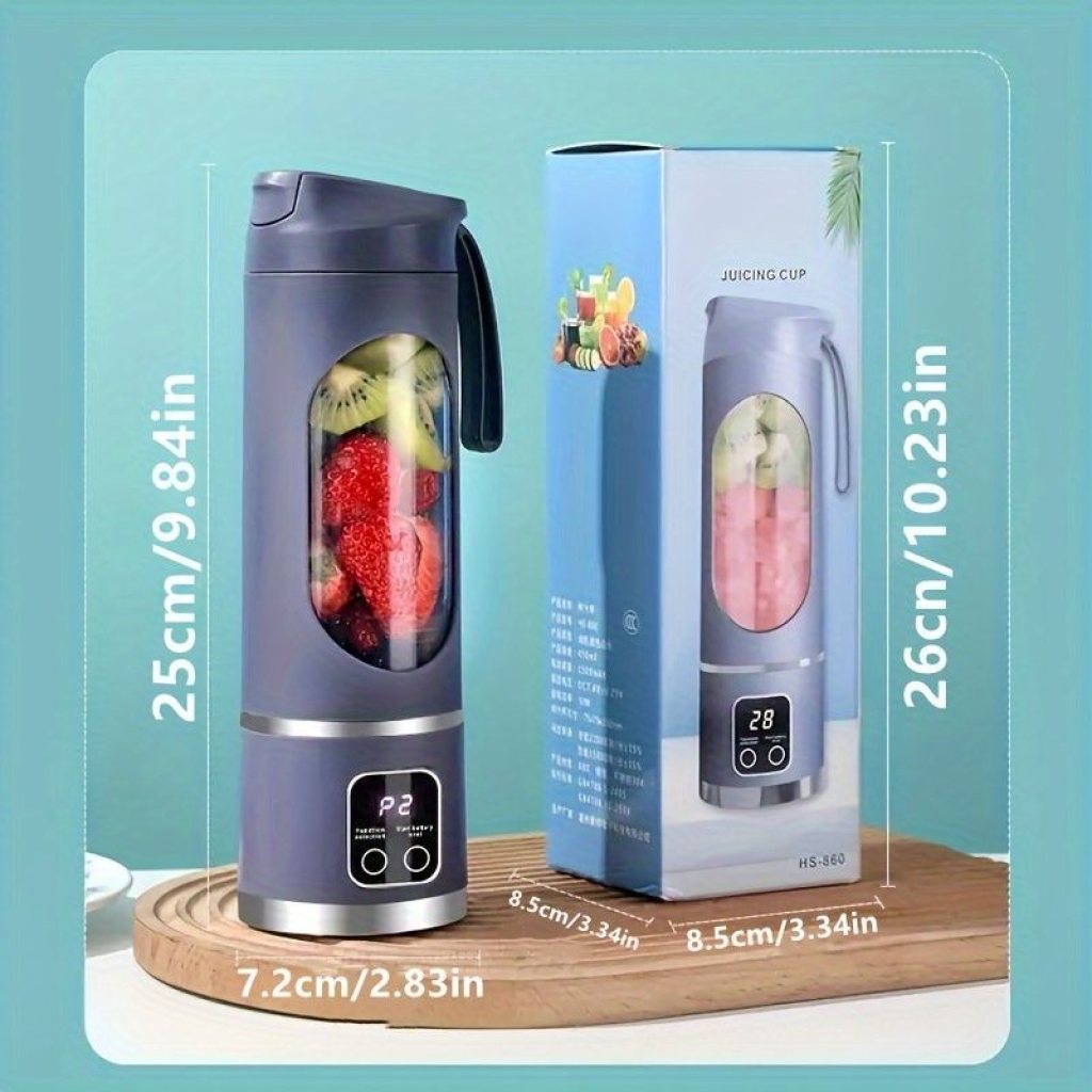 10-Blade Wireless Portable Juicer Cup – 450ml with Digital Display