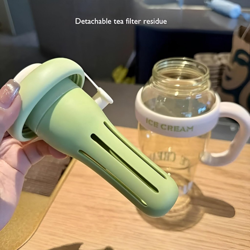 1300ml Ice Cream Water Tumbler – BPA-Free Bottle with Straw & Handle