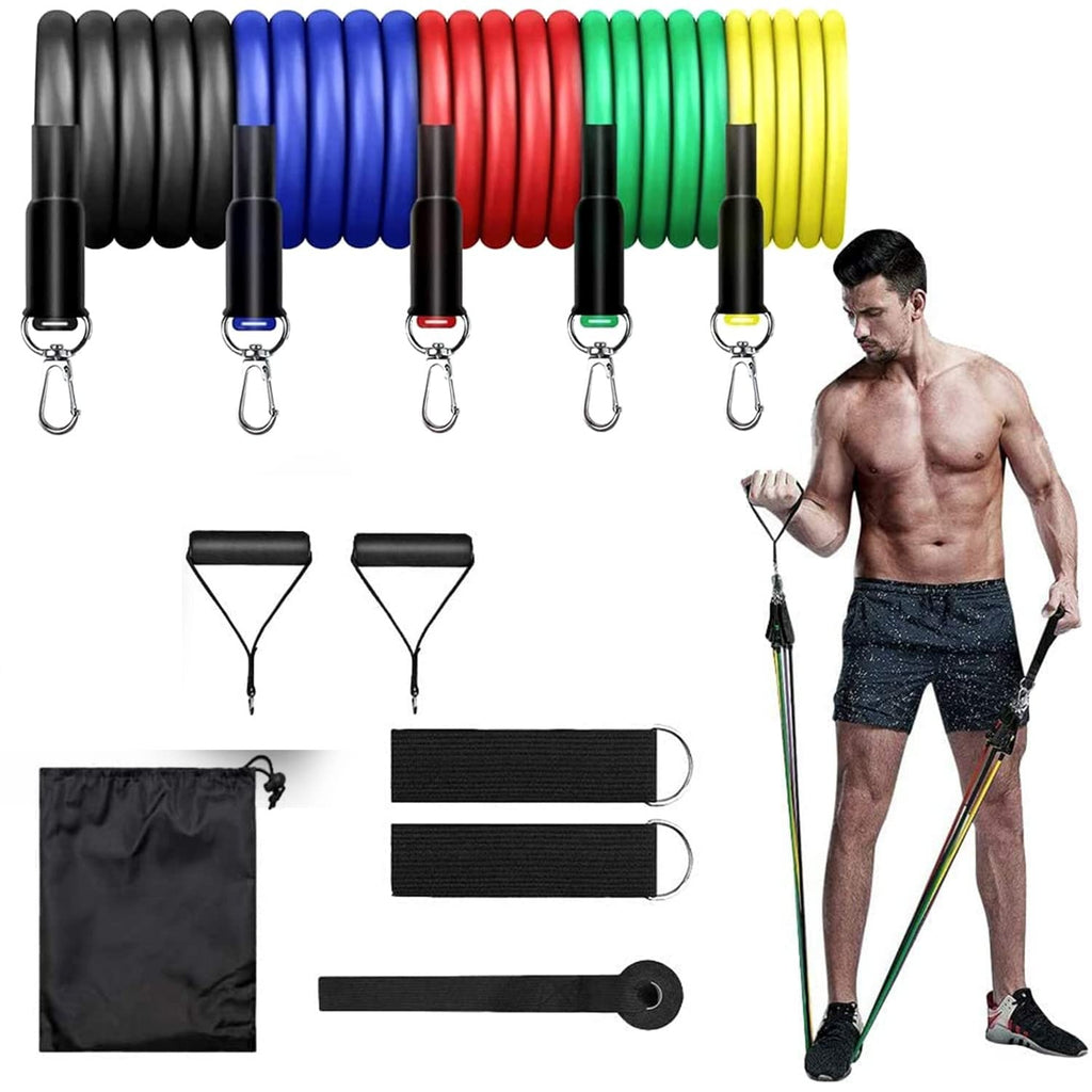 Premium 11-Piece Stackable Resistance Bands Set (110 lbs).
