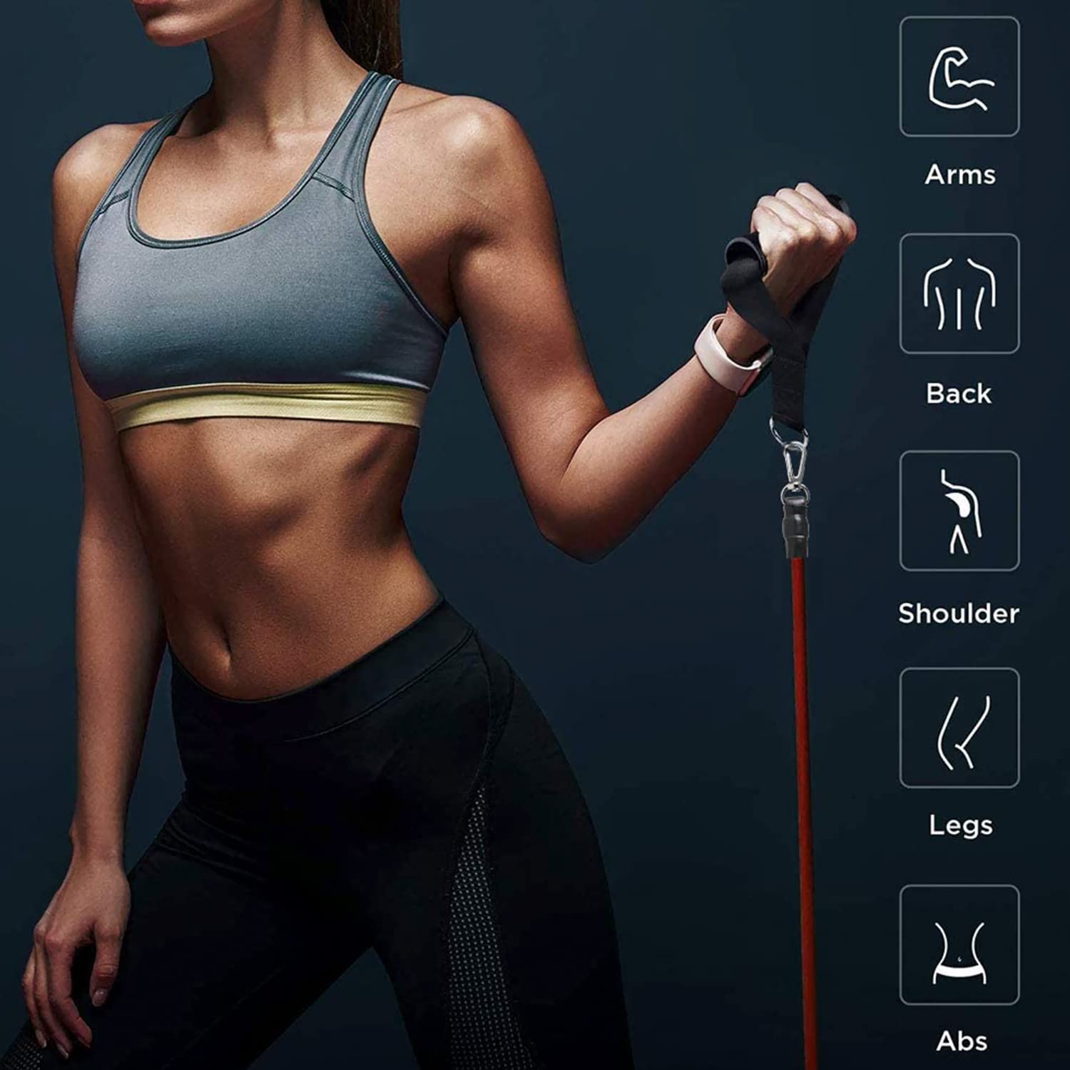 Premium 11-Piece Stackable Resistance Bands Set (110 lbs).
