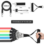 Premium 11-Piece Stackable Resistance Bands Set (110 lbs).