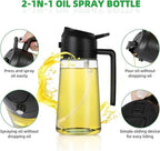 2-in-1 Oil Spray Bottle – Glass Oil Dispenser with Sprayer & Pourer