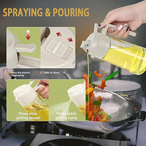 2-in-1 Oil Spray Bottle – Glass Oil Dispenser with Sprayer & Pourer