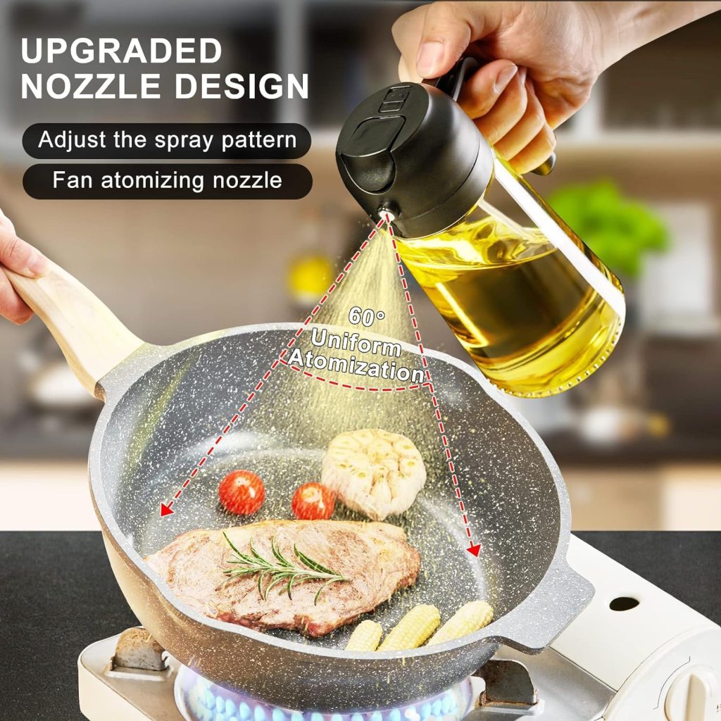 2-in-1 Oil Spray Bottle – Glass Oil Dispenser with Sprayer & Pourer