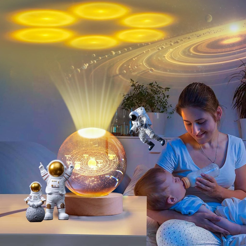 3D Crystal Ball Night Lamp – Galaxy Moon Planet LED Decor Light