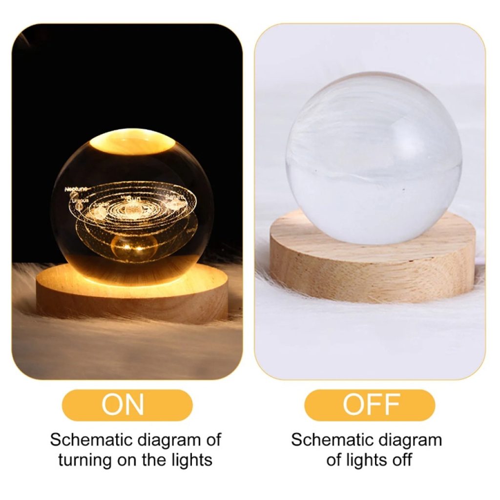 3D Crystal Ball Night Lamp – Galaxy Moon Planet LED Decor Light