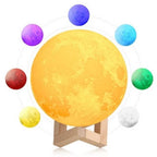 7-Colour 3D Moon Night Lamp – Touch Control LED Moon Light with Wooden Stand
