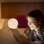 7-Colour 3D Moon Night Lamp – Touch Control LED Moon Light with Wooden Stand