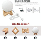 7-Colour 3D Moon Night Lamp – Touch Control LED Moon Light with Wooden Stand
