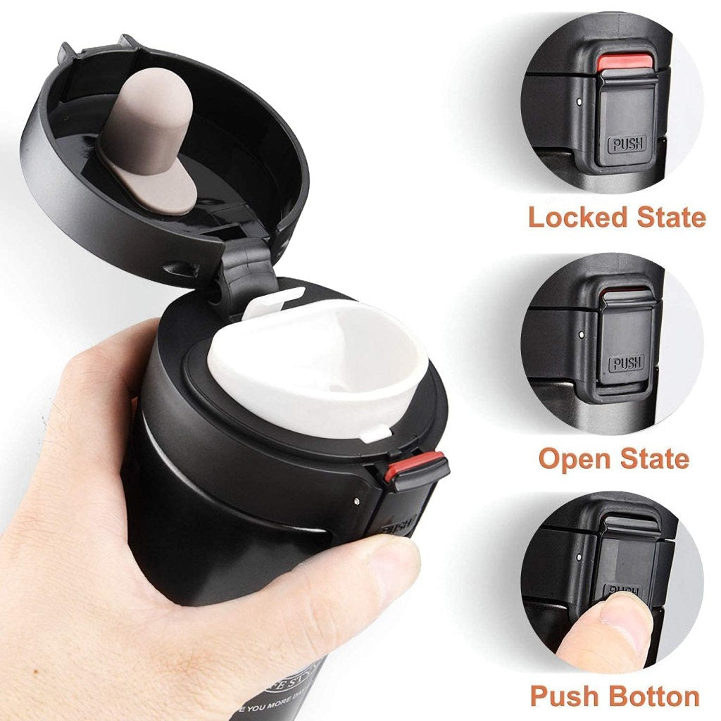 300ml Stainless Steel Coffee Mug Thermos – Hot & Cold Travel Flask with Sipper Lid