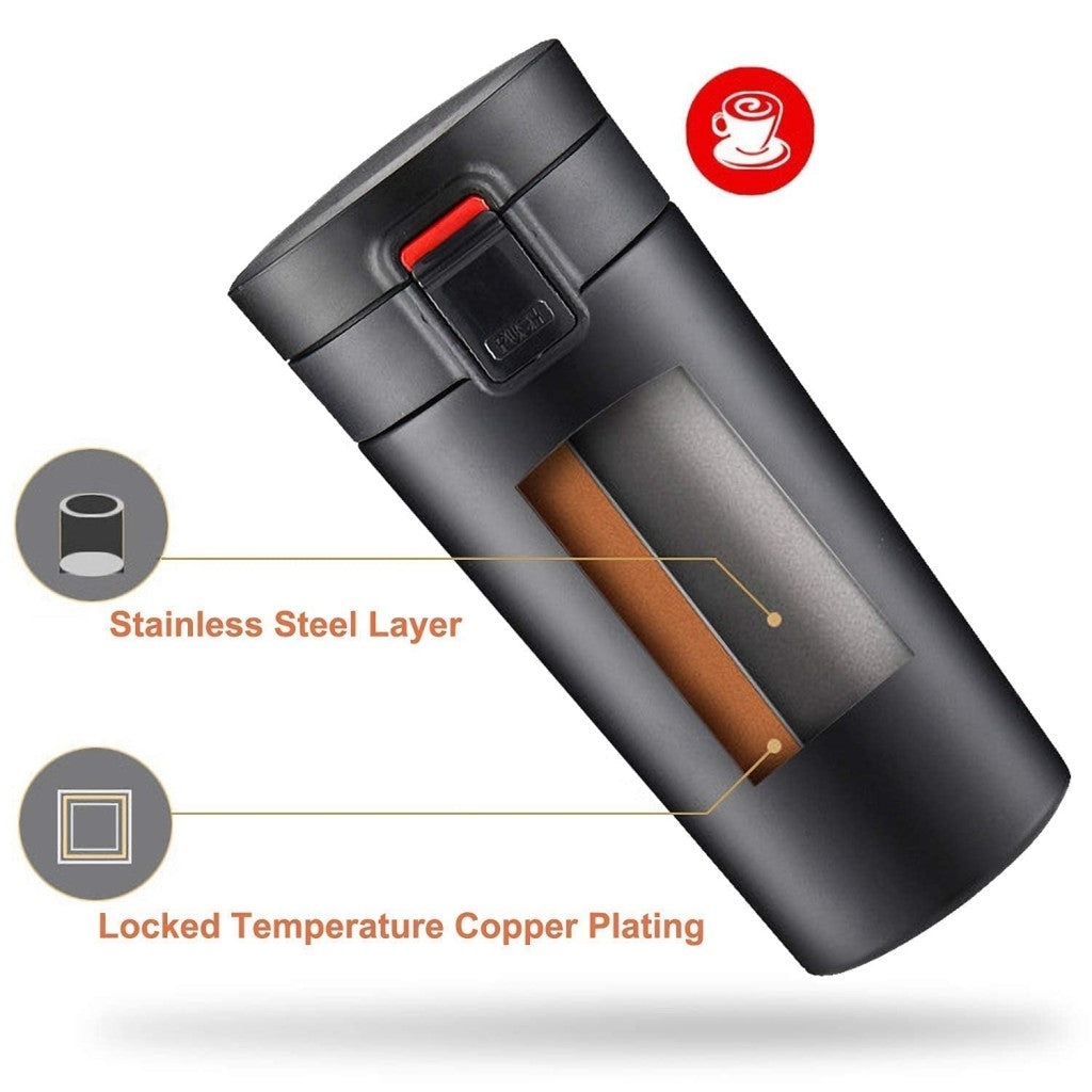 300ml Stainless Steel Coffee Mug Thermos – Hot & Cold Travel Flask with Sipper Lid