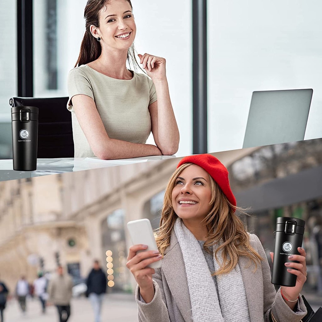 300ml Stainless Steel Coffee Mug Thermos – Hot & Cold Travel Flask with Sipper Lid