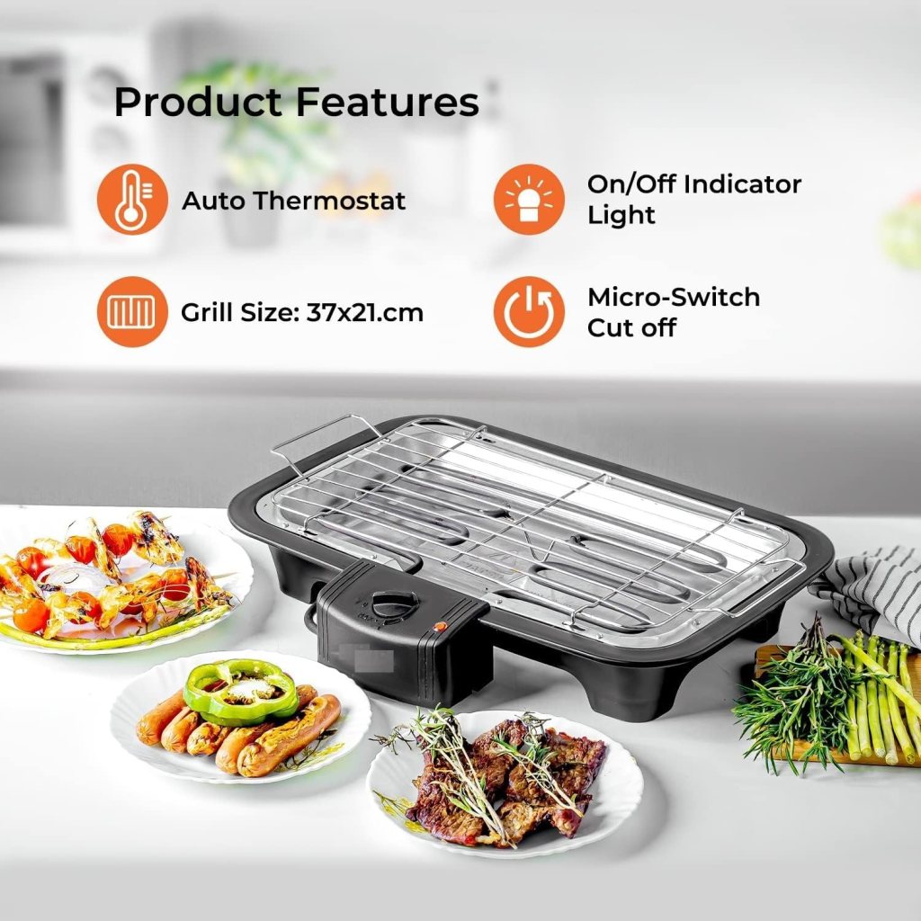 Electric BBQ Grill – Smokeless Indoor & Outdoor Barbecue for Home