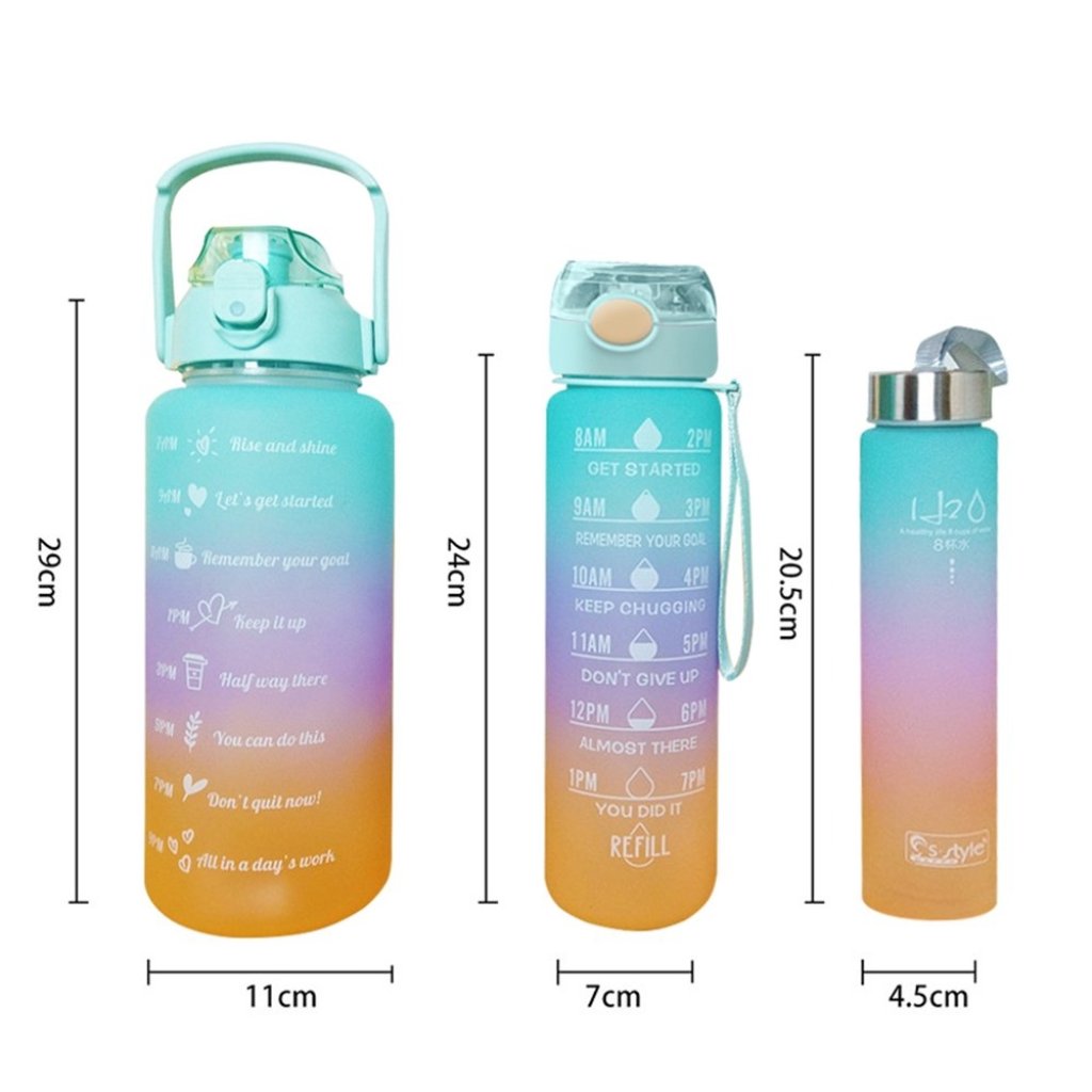 Motivational Time Marker Water Bottle – BPA-Free Triton Sipper with Straw