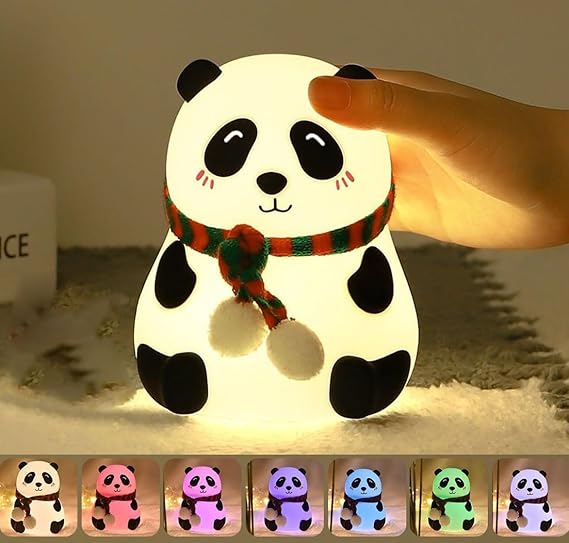 7-Colour Silicone Panda Night Lamp – USB Rechargeable Kids LED Night Light