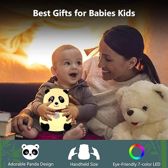 7-Colour Silicone Panda Night Lamp – USB Rechargeable Kids LED Night Light