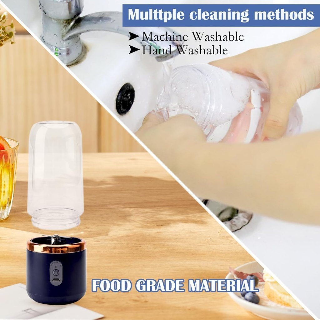 Small Portable Juicer – 6-Blade USB-C Rechargeable Blender