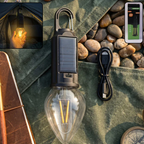 Solar & USB-C Rechargeable Camping Bulb – Vintage Filament LED Hanging Light
