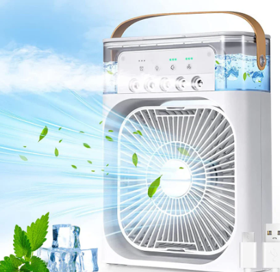 Portable USB Mini Air Cooler Fan with LED Lights & Water Tank