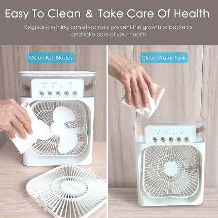 Portable USB Mini Air Cooler Fan with LED Lights & Water Tank