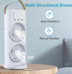3-in-1 Humidifier Fan with Triple Spray Heads, Dual Motor & 120° Rotation