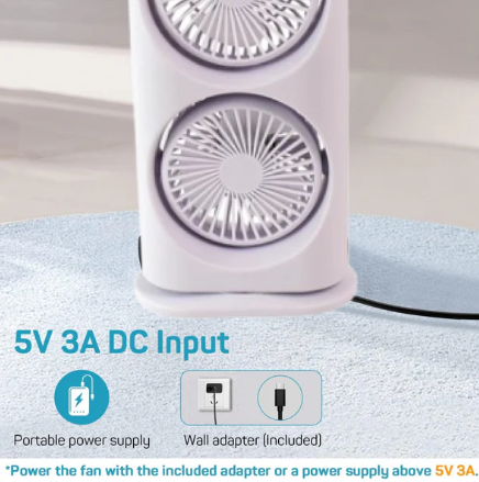3-in-1 Humidifier Fan with Triple Spray Heads, Dual Motor & 120° Rotation