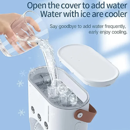 3-in-1 Humidifier Fan with Triple Spray Heads, Dual Motor & 120° Rotation