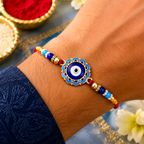 Evil Eye Blue Beads Rakhi – Protective Raksha Bandhan Gift for Brother