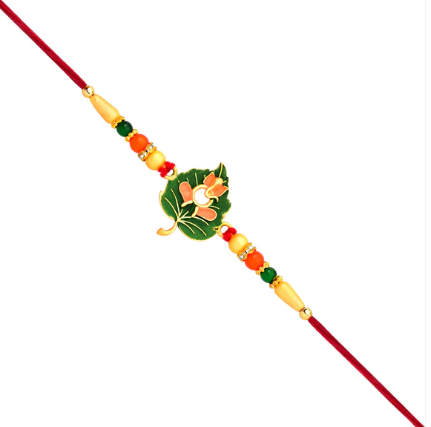 Tulsi Leaf Spiritual Rakhi – Sacred Om Raksha Bandhan Gift for Brother