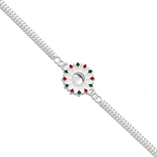 Silver Meenakari Floral Rakhi – Elegant Traditional Raksha Bandhan Gift for Brother
