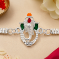 Ganesha Enamel Chain Rakhi – Devotional Raksha Bandhan Gift for Brother