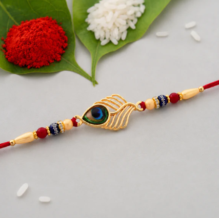 Peacock Rakhi – Handcrafted Beaded Raksha Bandhan Gift for Brother