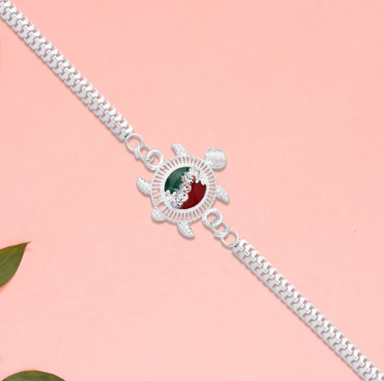 Turtle Enamel Chain Rakhi – Unique Raksha Bandhan Gift for Brother