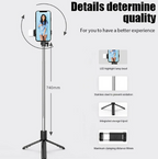 3-in-1 Selfie Stick Tripod with LED Fill Light & Bluetooth Remote
