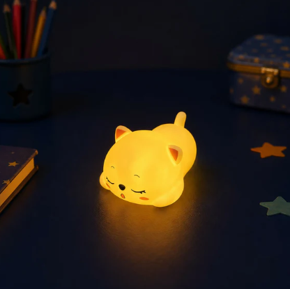 Sleeping Cat Silicone Night Lamp – Soft LED Light for Kids’ Rooms & Nurseries