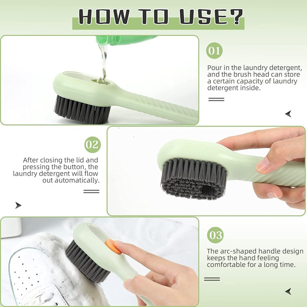 Liquid Dispenser Shoe Cleaning Brush – 360° Soft Bristle Scrubber with Soap Dispenser