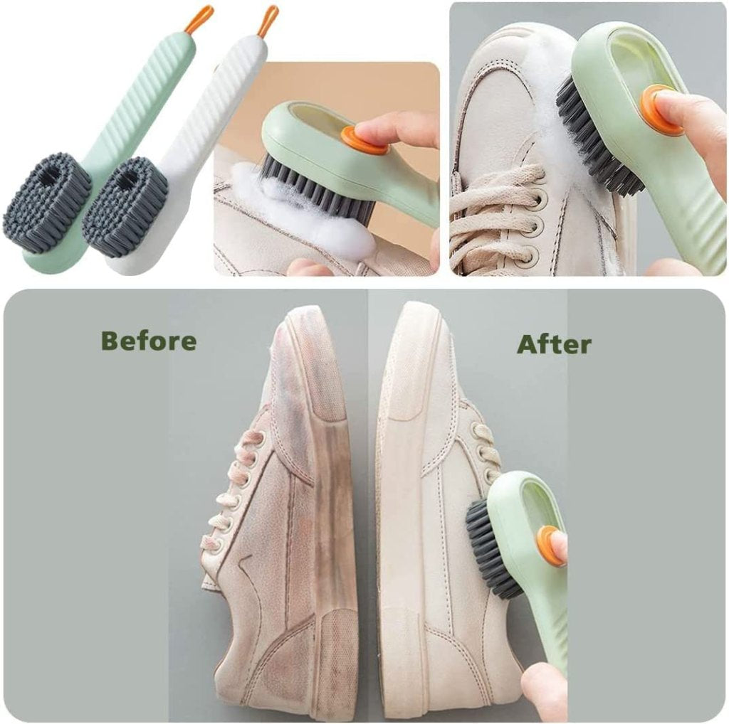 Liquid Dispenser Shoe Cleaning Brush – 360° Soft Bristle Scrubber with Soap Dispenser