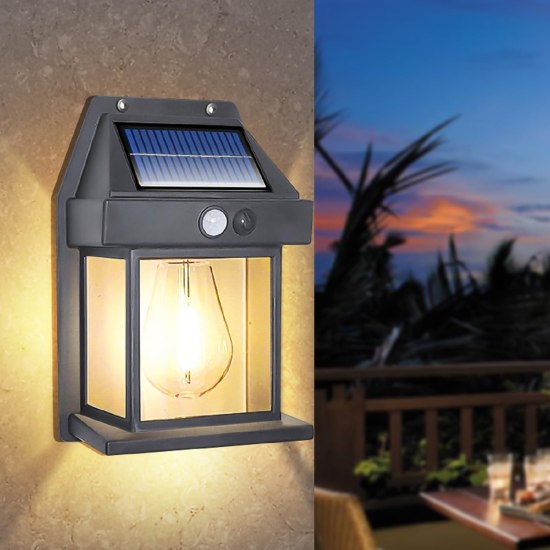 Solar LED Filament Wall Light – Waterproof Outdoor Fence & Deck Lamp