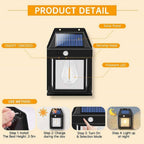 Solar LED Filament Wall Light – Waterproof Outdoor Fence & Deck Lamp