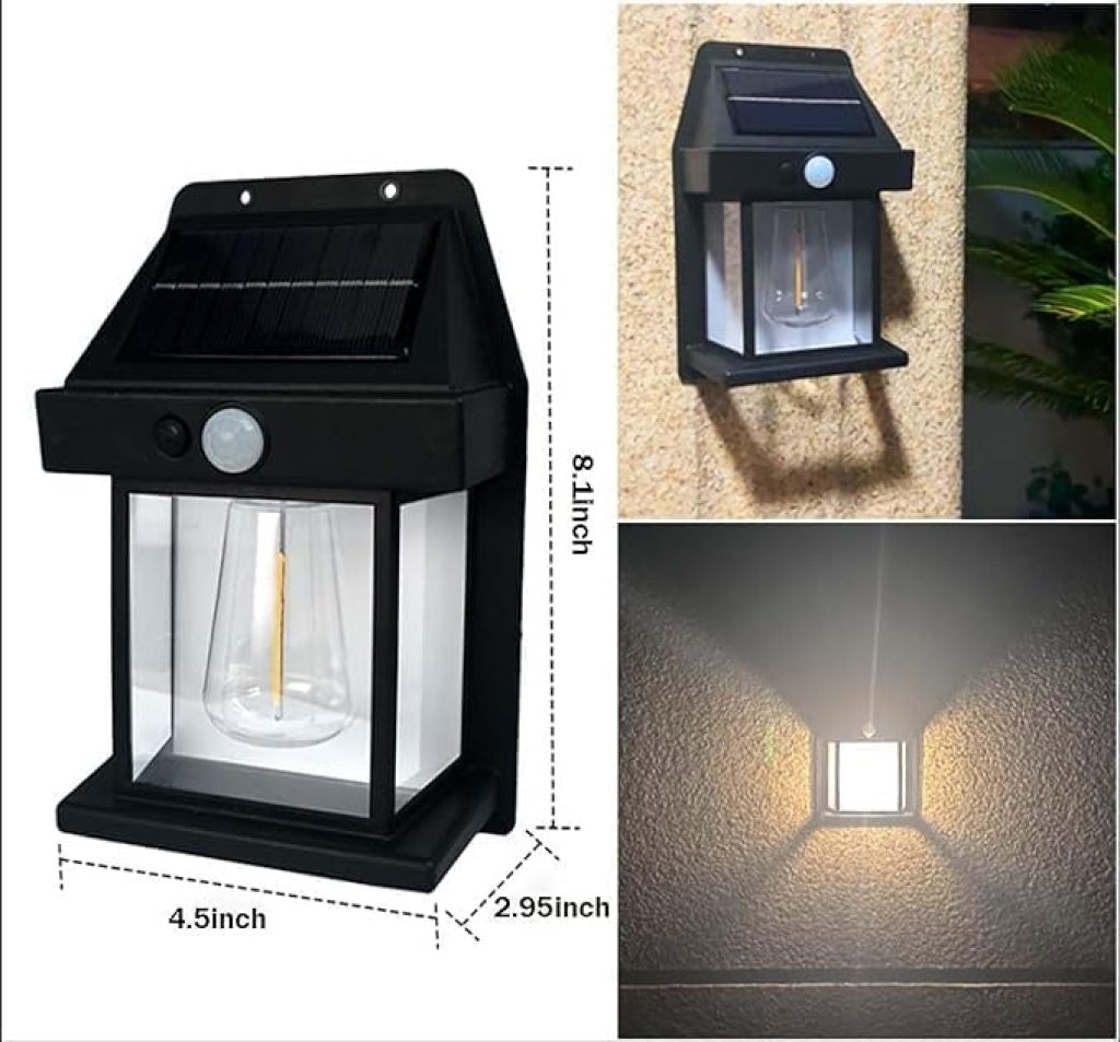 Solar LED Filament Wall Light – Waterproof Outdoor Fence & Deck Lamp