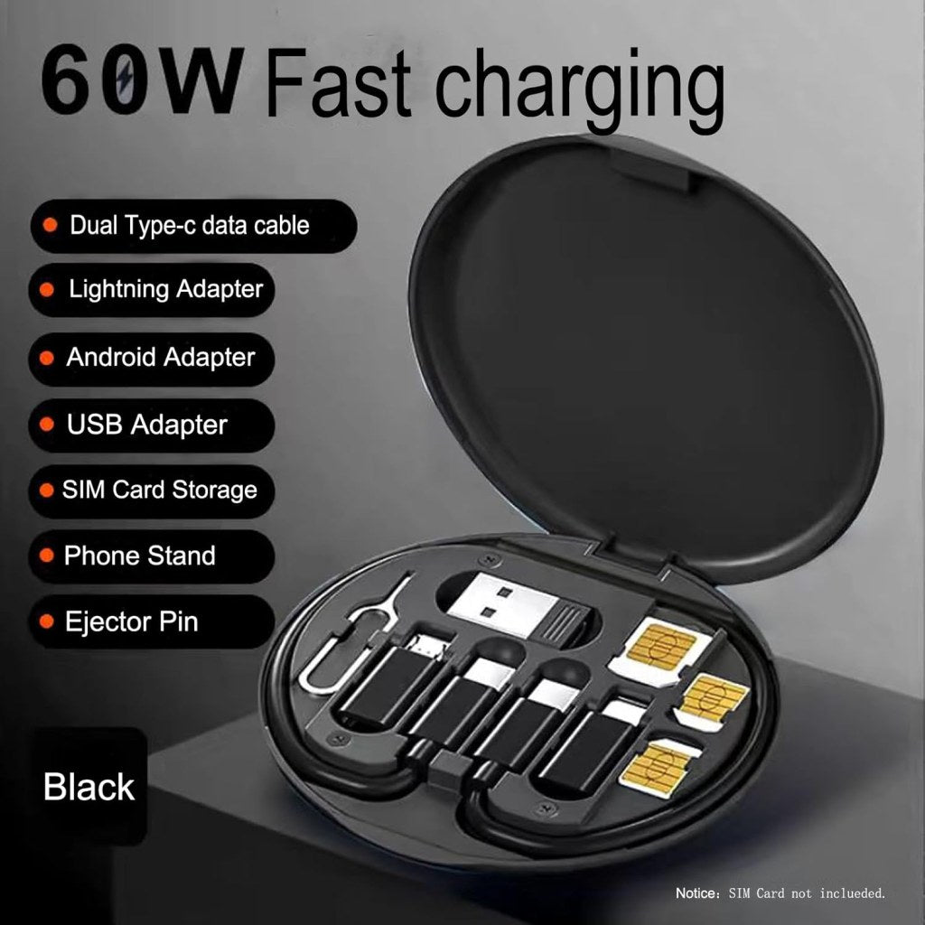 60W Fast Charging Travel Data Cable Set – 7-in-1 Charging Kit