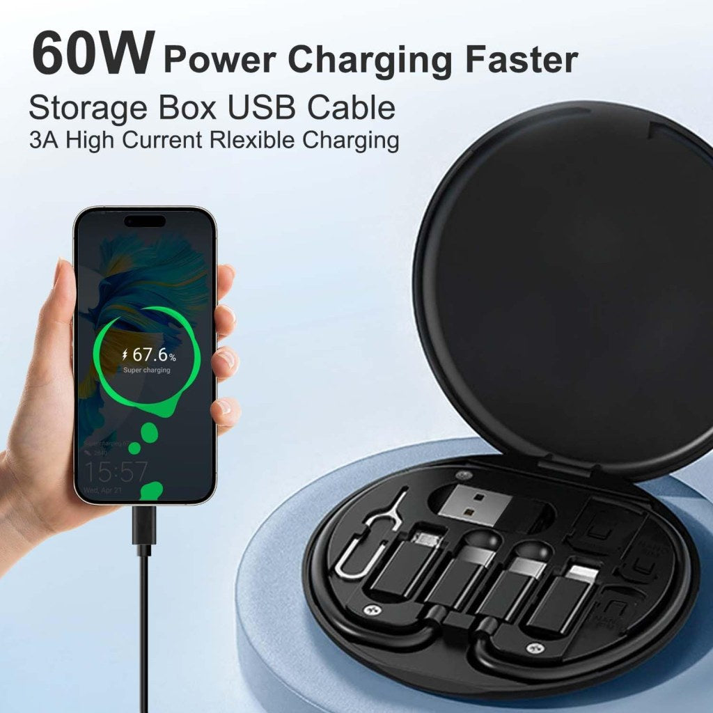 60W Fast Charging Travel Data Cable Set – 7-in-1 Charging Kit