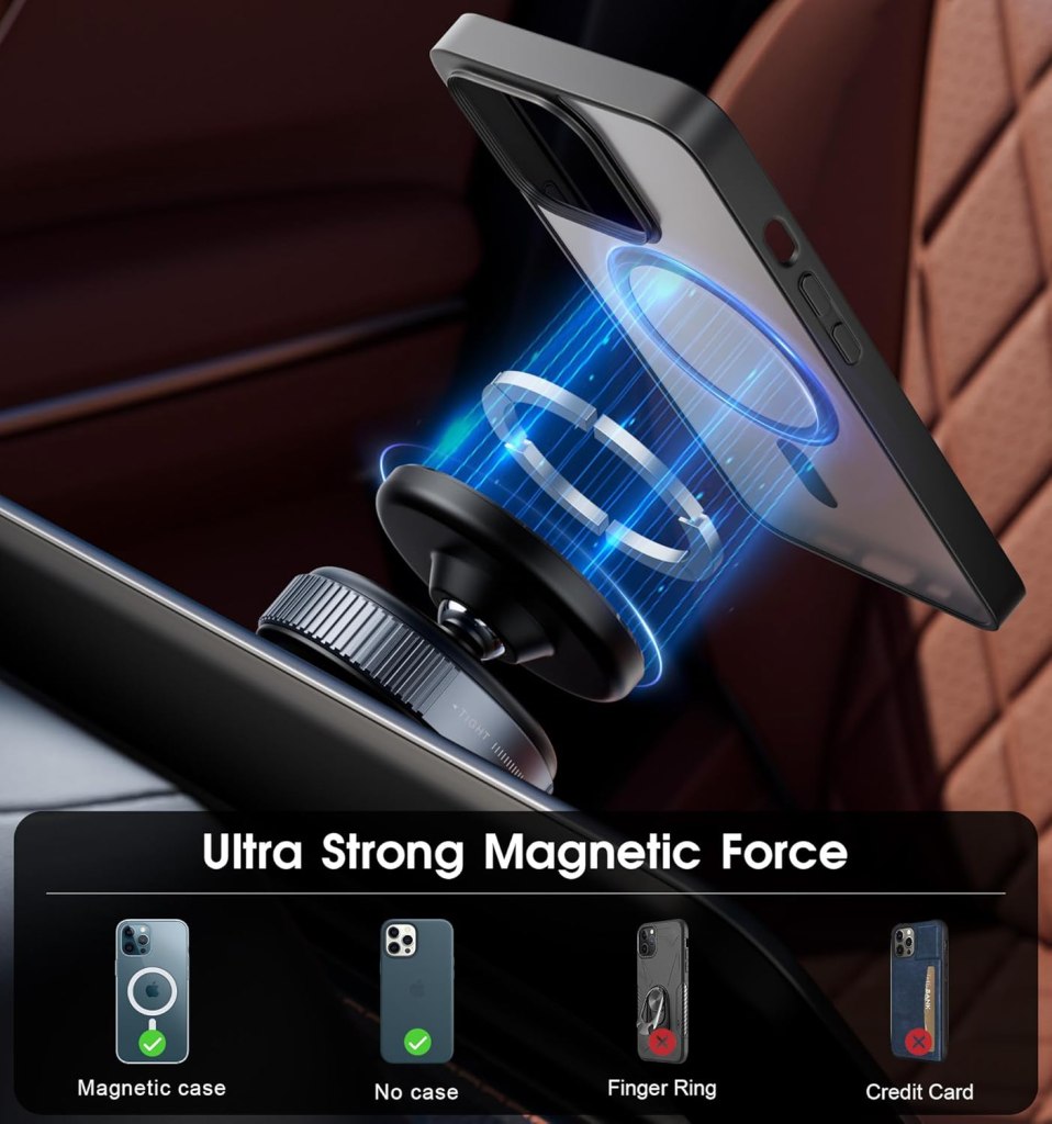 Vacuum Magnetic Car Phone Holder – 360° Rotating Mount