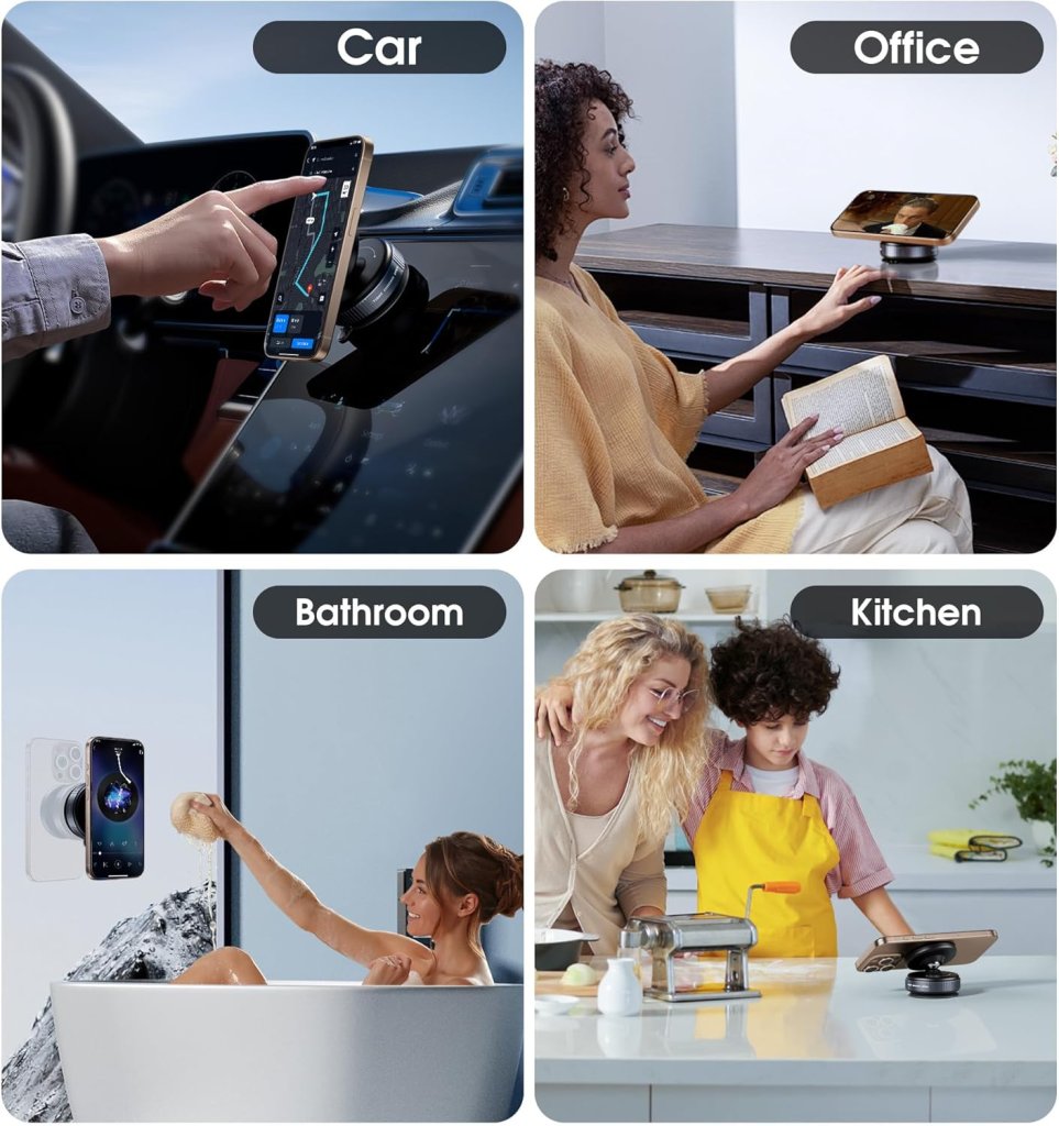 Vacuum Magnetic Car Phone Holder – 360° Rotating Mount