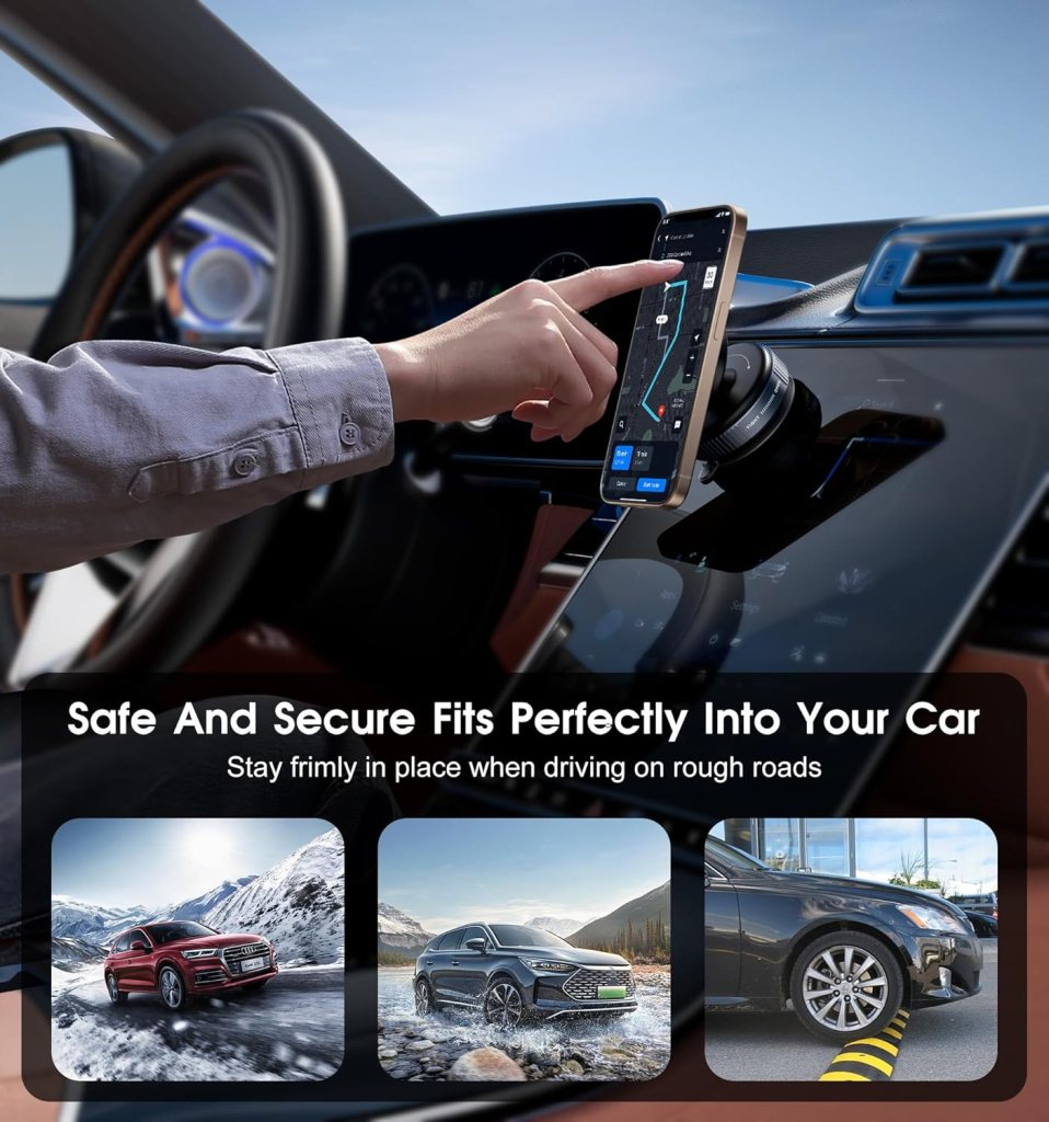 Vacuum Magnetic Car Phone Holder – 360° Rotating Mount