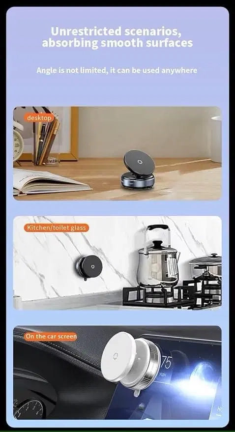 Magnetic Suction Phone Holder — 360° Rotating Universal Mount for Car, Office & Home
