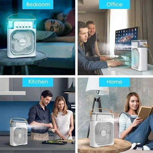 Portable Mini Air Cooler with 7-Colour LED Light | 3 Speeds & Spray Modes